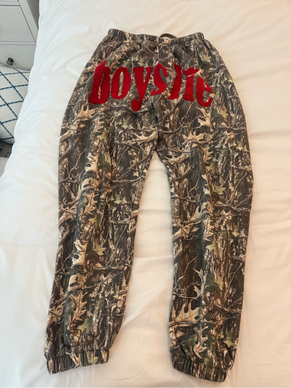 Boys Lie Camo Sweatpants with Red Logo